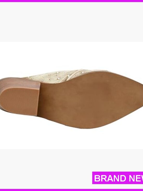 Chic Western Mules with Rhinestone Upper Pointed Toe Block Heel Comfort - Picture 6 of 7